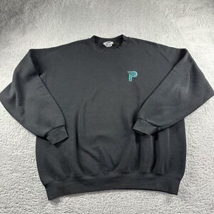 Vintage Lee Heavyweight Crewneck Sweater Mens XL‎ Black Baggy Faded Embroidered